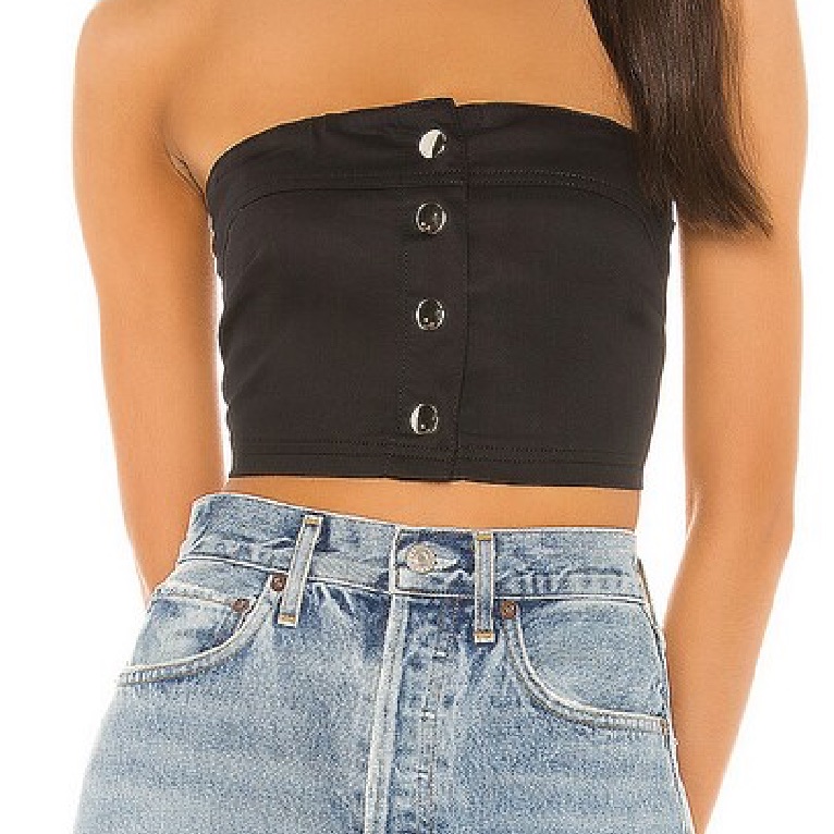 Superdown Mayra Tube Top Snap-Front Black